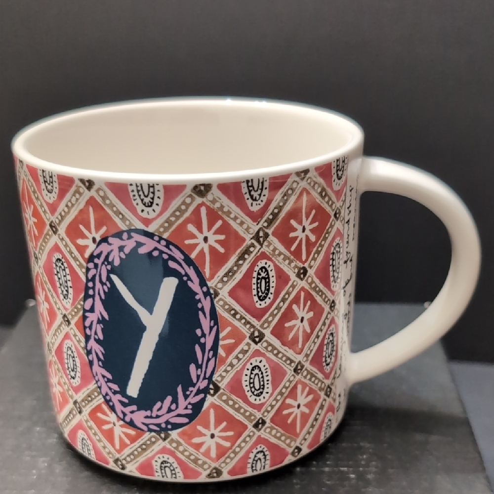 Anthropology Jo Monogram Stoneware Mug Features The Letter Y.